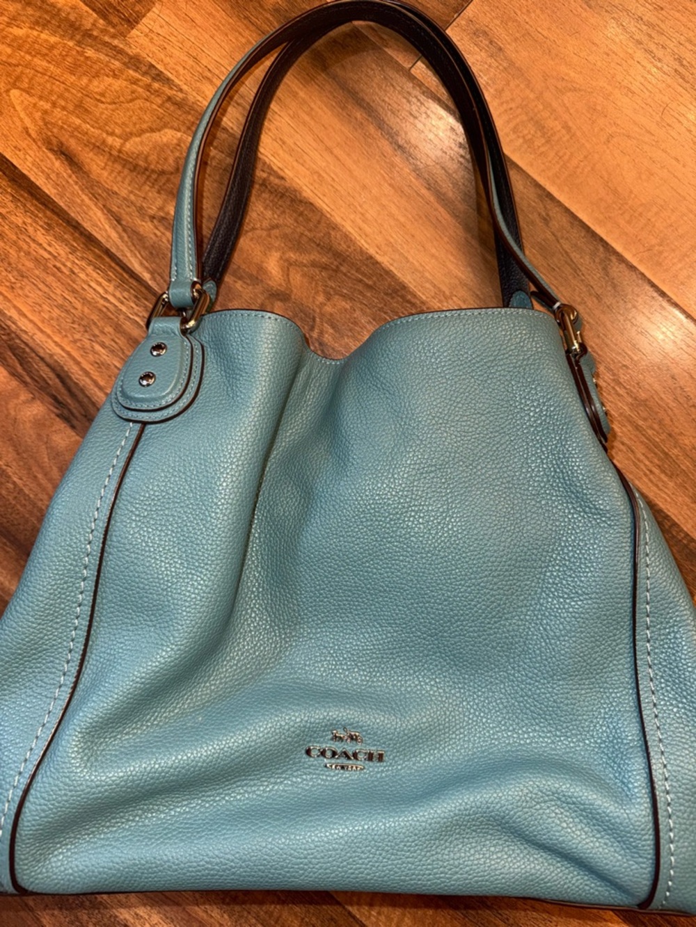 Coach Edie 31 Pebbled Leather Hobo Bag in Aqua